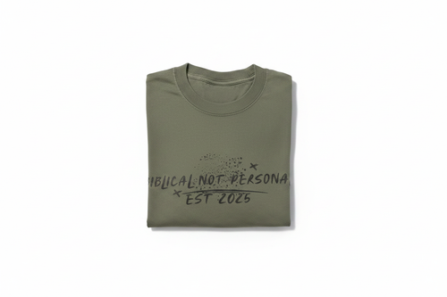 Biblical Not Personal – Olive Tee Folded on White