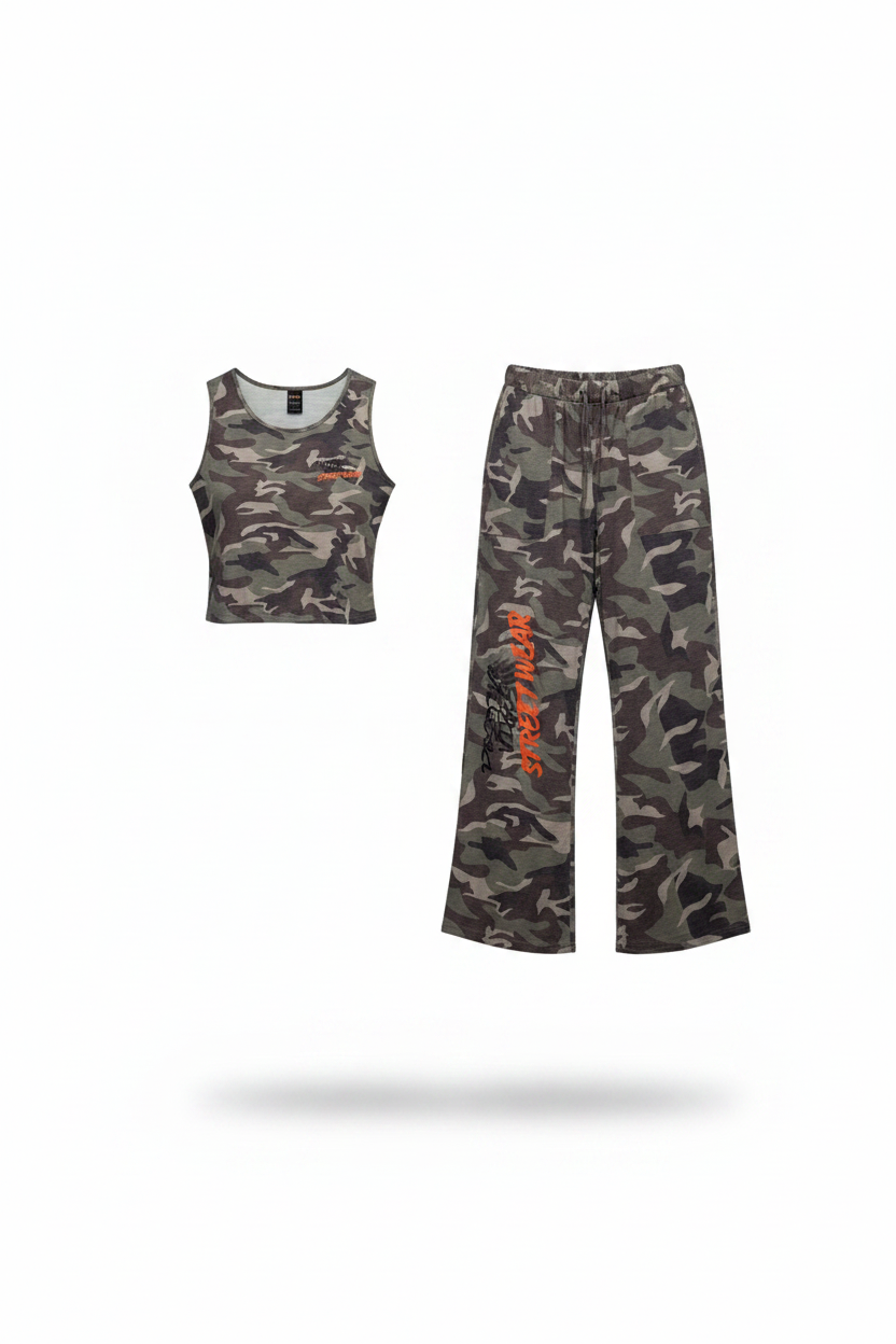 Positive Vibes Street Wear Camo Matching Set