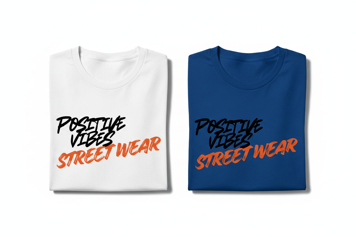 Positive Vibes Street Wear — Orange Logo Folded Tees Mockup