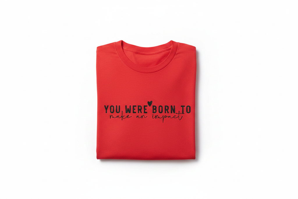 You Were Born To Make An Impact Tee — Folded on White