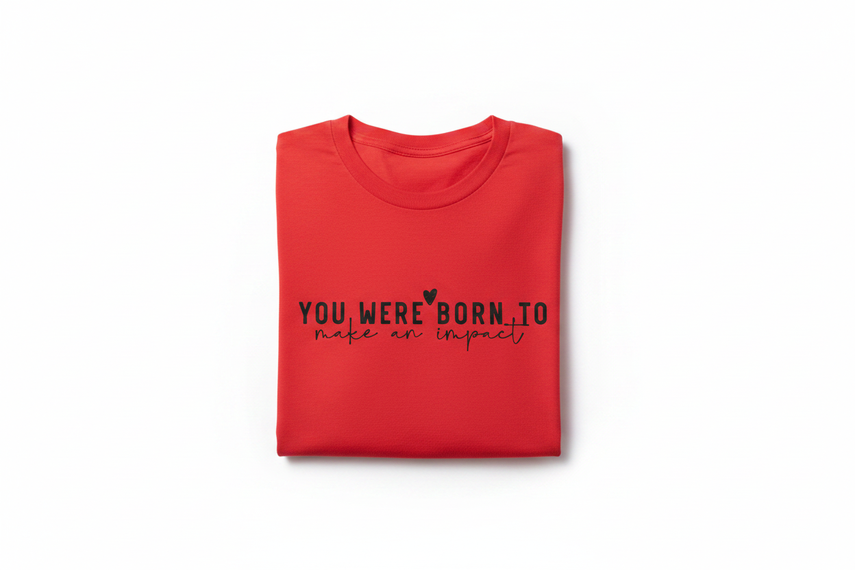 You Were Born To Make An Impact Tee — Folded on White